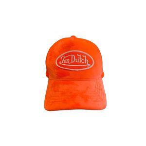 Von Dutch Trucker Hat Neon Orange Velvet Meshback Snap Back Baseball Cap Y2K 200